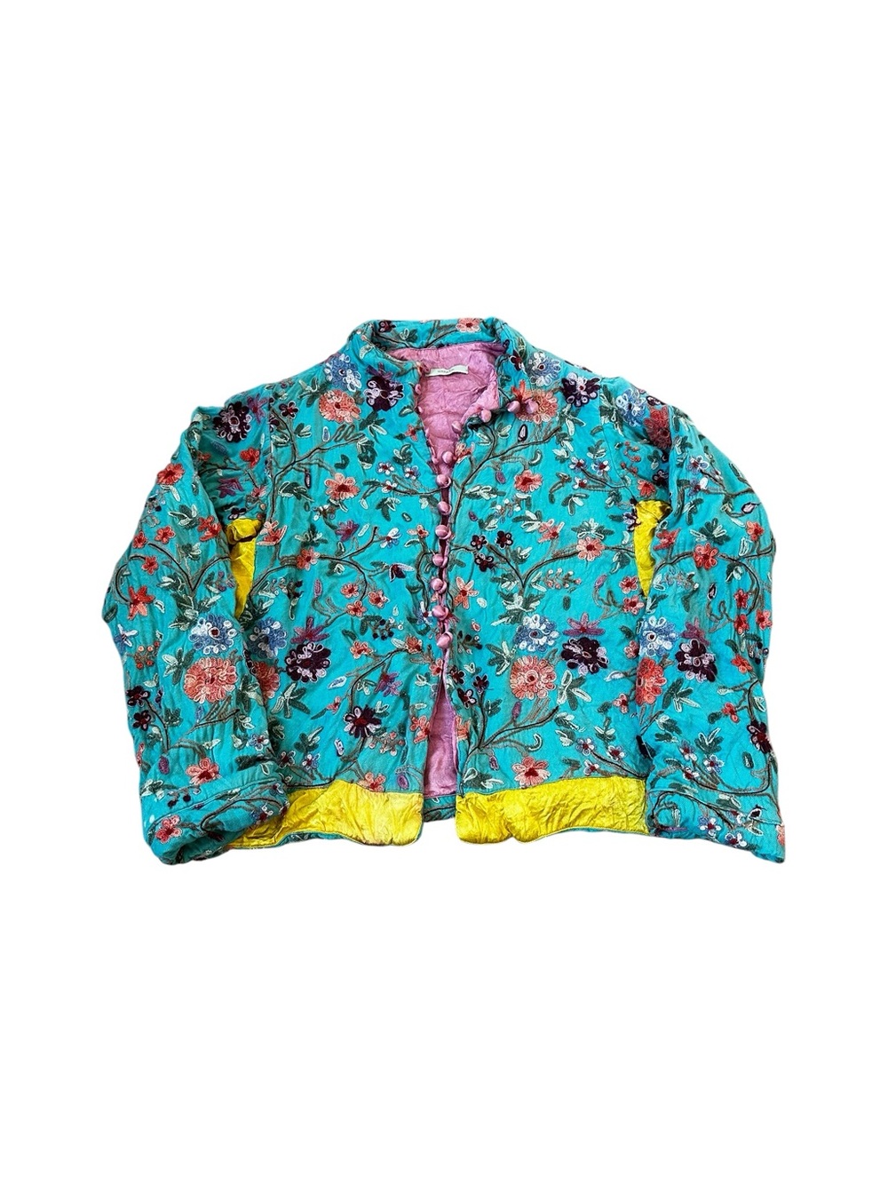 NATAYA Asian Inspired Embroidered Floral Jacket Whimsical Fairycore Boho Chic